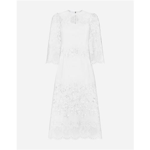 Dolce & Gabbana abito longuette in cotone con ricamo cut out