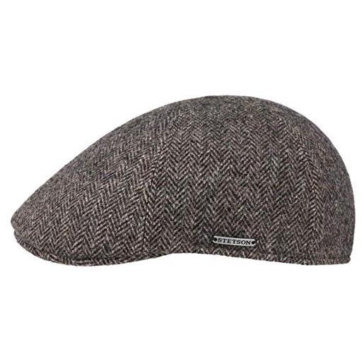 Stetson coppola texas wool herringbone uomo - made in the eu cappello invernale berretto piatto cappellino lana con visiera, fodera autunno/inverno - m (56-57 cm) grigio