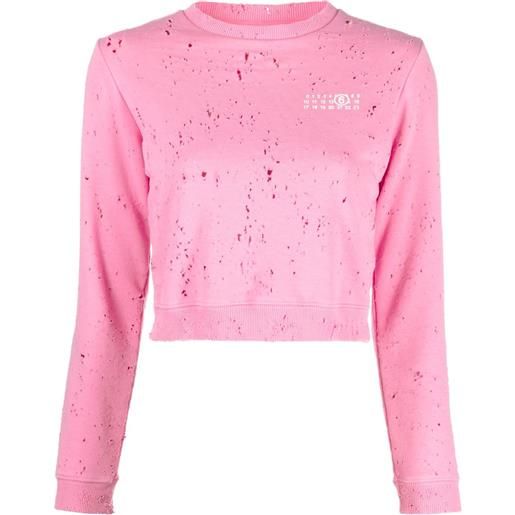 MM6 Maison Margiela felpa traforata con stampa - rosa