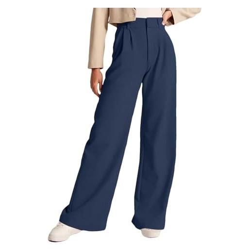 EJIMUQO pantaloni comodi donna eleganti pantalone donna nero vita alta jeans palazzo donna vita alta firmati pantaloni da lavoro con tasche esterne pantaloni donna maglina morbidi larghi
