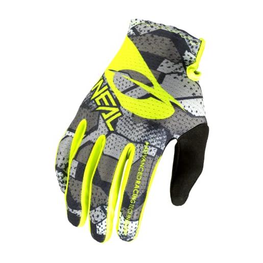 O'NEAL | guanti ciclismo e motocross | bambini | mx mtb downhill freeride | materiali durevoli e flessibili, palmo superiore ventilato | matrix youth glove camo v. 22 | grigio giallo neon | taglia l