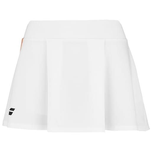 Babolat skirt femme, gonna da tennis modello play, vita elastica s, colore bianco/arancione, materiale traspirante, shorty integrato, ideale per allenamento e competizione, s donna