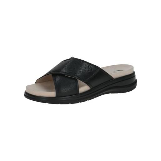 CAPRICE ciabatte da donna in pelle con chiusura a strappo, nero (black nappa), 39 eu
