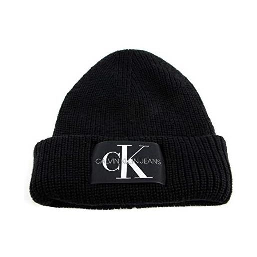 Calvin Klein jeans berretto donna monologo patch beanie, nero (black), onesize