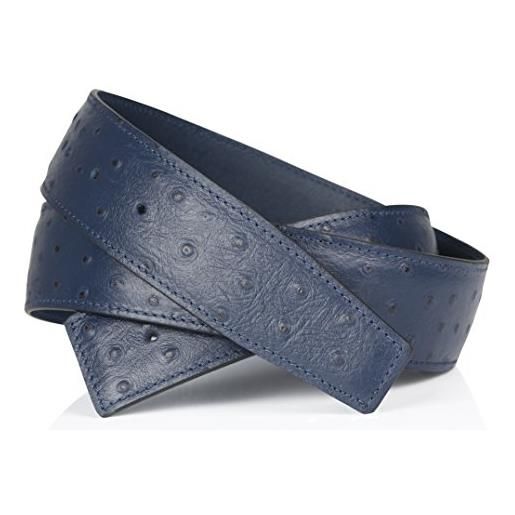 Erdi Ünver - cintura reversibile in vera pelle effetto pelle di struzzo blu scuro, per uomo e donna, larghezza 31 mm blu scuro 105 cm