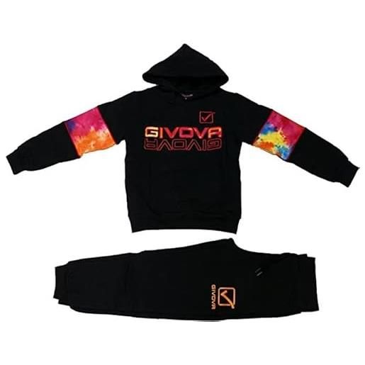 GIVOVA tuta felpata unisex bambino bambina cappuccio nero 6 anni