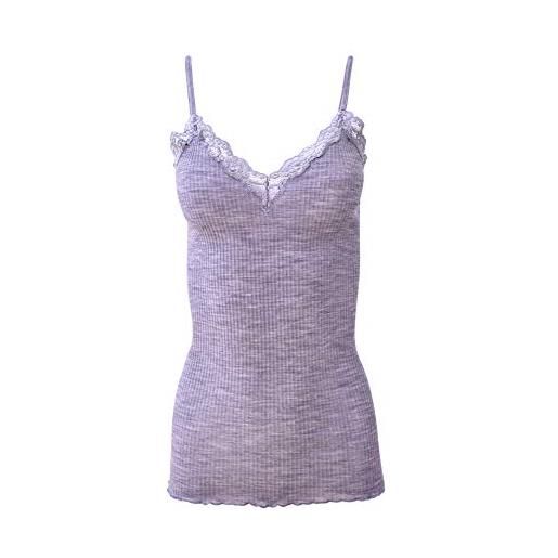 EGI Canottiera Donna In Lana E Seta Con Pizzo - Top Plissè Tubolare, Made In Italy, Taglie S/M E L/XL - 3