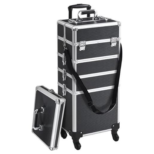 Trolley Makeup 2-in-1 Con 8 Cassetti - Valigetta Professionale Per Trucco Con Ruote, Nero - Foto 8