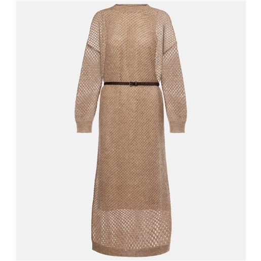 Brunello Cucinelli abito midi in maglia con cintura