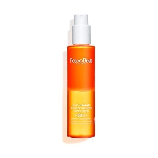 Natura Bissé c+c vitamina spf 50 bi-fase protezione solare invisibile | spray solare bifasico per il corpo con olio di vinaccioli e vitamine c ed e | 200 ml