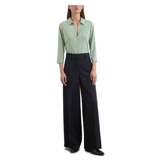 Marc O'Polo marc oߴpolo donna camicia in jersey con colletto kent maniche corte, verde (dusty mint), s