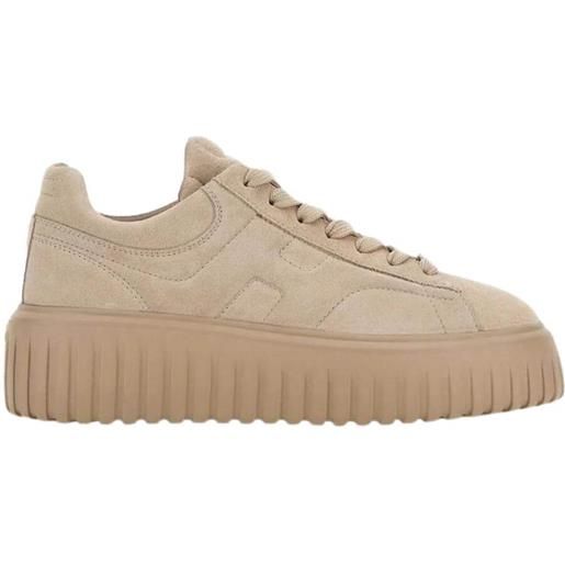 Hogan sneakers donna con tomaia in pelle scamosciata beige