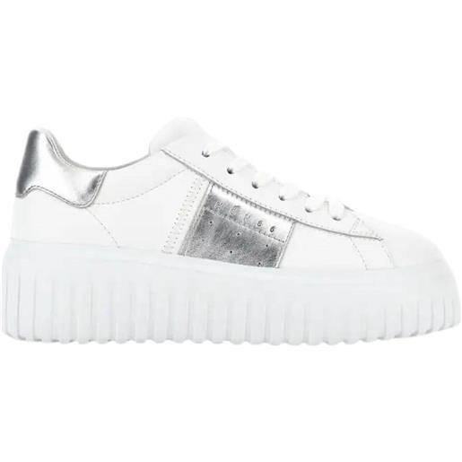 Hogan sneakers donna con inserti in pelle metallizzata bianco