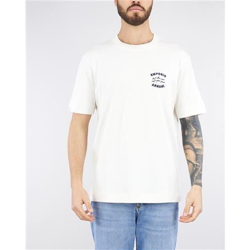 EMPORIO ARMANI t-shirt bianco in jersey con ricamo logo