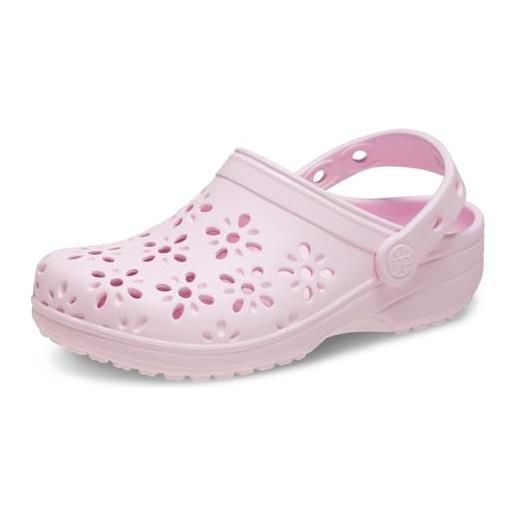 Crocs classic floral cut out clog k, zoccoli unisex - bambini e ragazzi, cherry red, 33/34 eu
