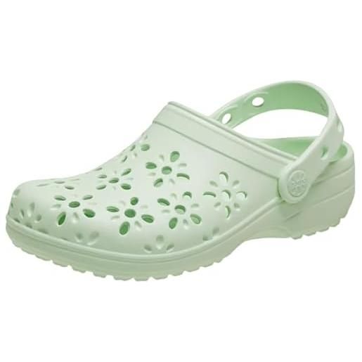 Crocs classic floral cut out clog k, zoccoli unisex - bambini e ragazzi, pink milk, 34/35 eu