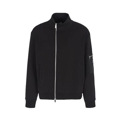 Armani Exchange felpa da uomo black edition, tasca a maniche corte, con logo in silicone, nero, xl