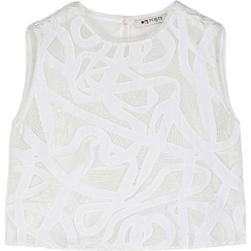 Ports 1961 top con dettagli in pizzo - bianco