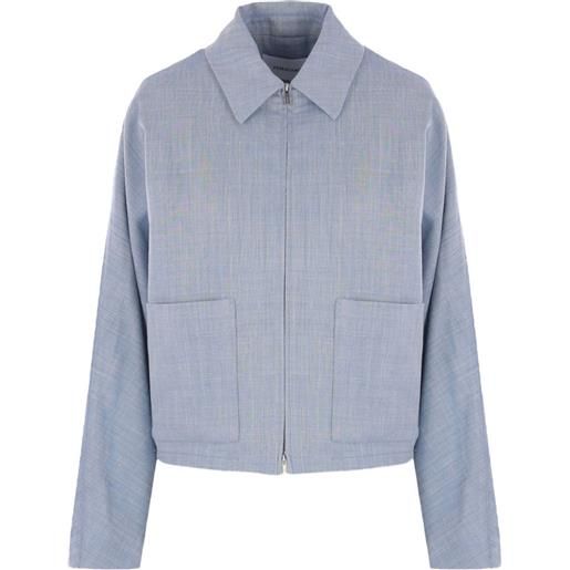Ferragamo giacca-camicia con zip - blu