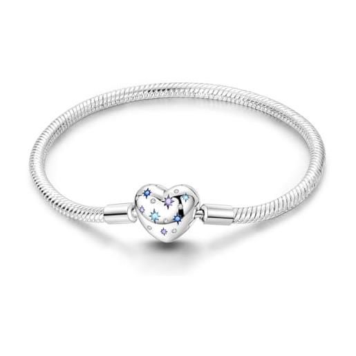 KUNSIR moments-bracciale donna adatto per ciondolo argento sterling 925 braccialetto snake bracciali compatibile con pandora ciondolo