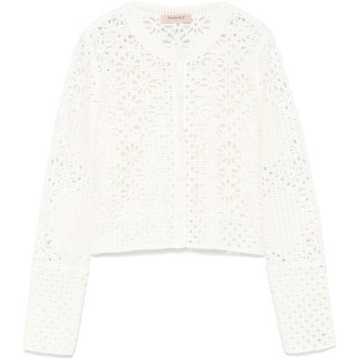 TWINSET cardigan in maglia traforata - bianco