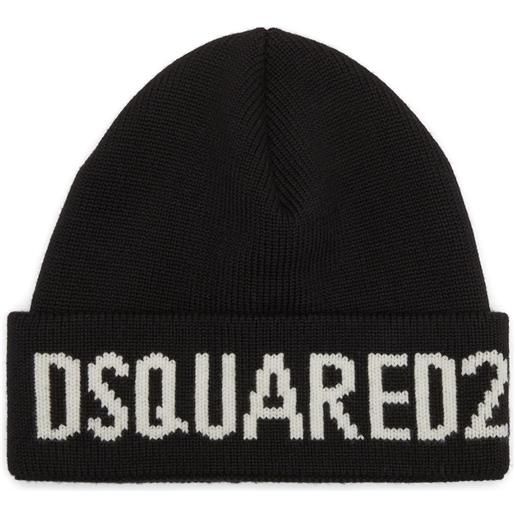 DSQUARED2 berretto con logo a intarsi - nero