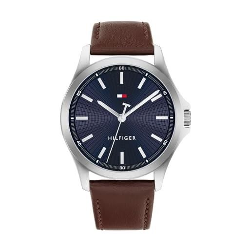 Tommy Hilfiger orologio con movimento al quarzo a tre lancette da uomo - disponibile con cinturino in acciaio inossidabile o cinturino in pelle, brown