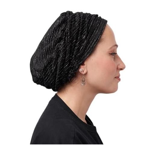 Generic copricapo ebraico da donna in velluto elegante berretto tichel snood copricapo, nero, taglia unica