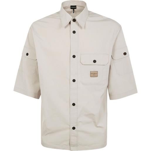 Emporio Armani camicia con applicazione logo - toni neutri