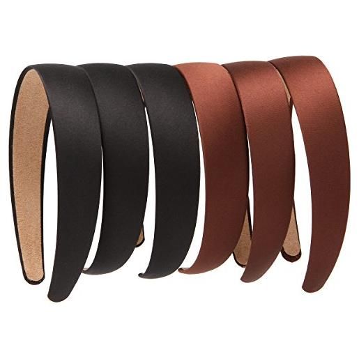 LONEEDY 6 pcs hard headbands, 1 inch wide non-slip ribbon hairband for women