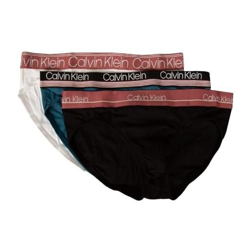 Calvin Klein slip uomo ck 3 pezzi elastico a vista in cotone elasticizzato mutande articolo nb2415o hip brief 3pk, jtf multi colour, size m/in 32-34 / cm. 81-86