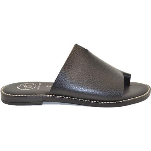 DICIOTTOPIU ciabattina infradito in vera pelle nera