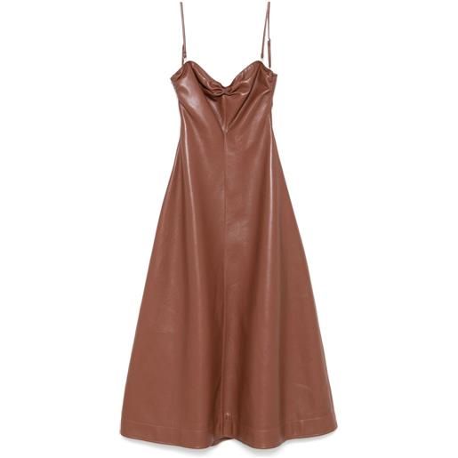 Nanushka abito midi in pelle sintetica - marrone