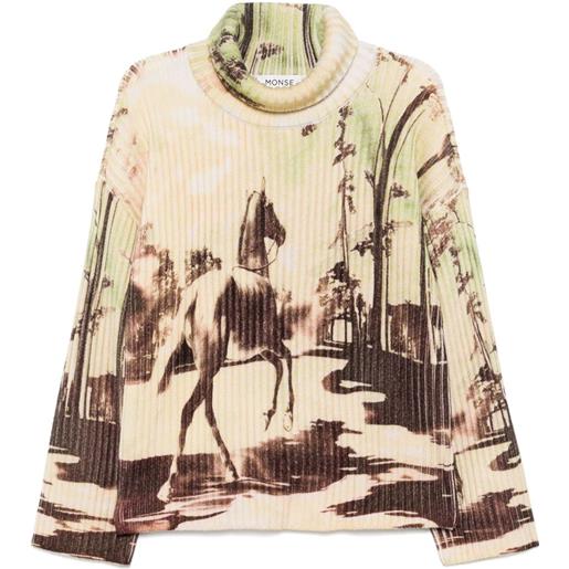 Monse maglione chunky a coste con stampa - verde
