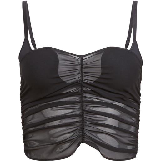 Fleur Du Mal top crop con ruches - nero