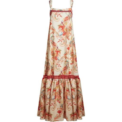 ETRO abito lungo smanicato con stampa paisley - toni neutri