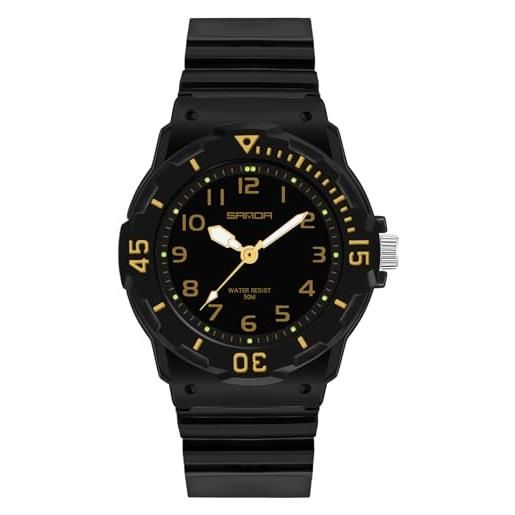 RORIOS orologio coppia quarzo orologio da polso uomo donna orologio minimalista casual orologio moda resina orologio luminosi analogico per ragazze oro nero a