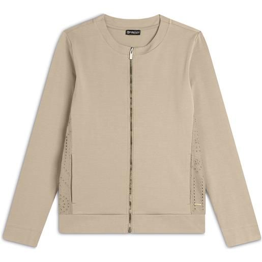 Freddy felpa con ricami sangallo e zip