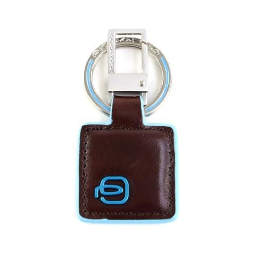 Piquadro pc3757b2/mo blue square portachiavi, mogano