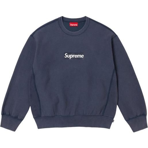 Supreme felpa con logo effetto schiarito "ss 25 - navy" - blu