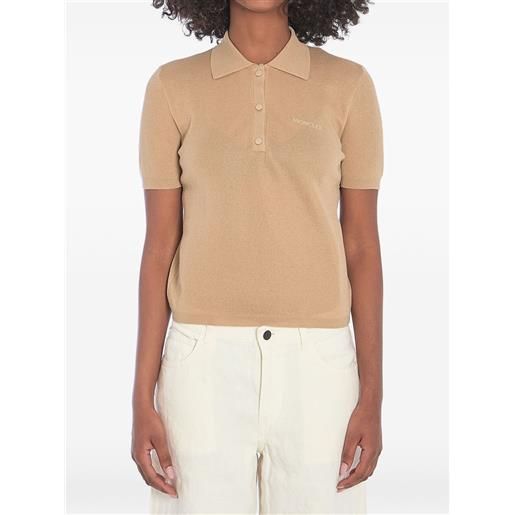 Moncler polo in misto cotone con logo - toni neutri