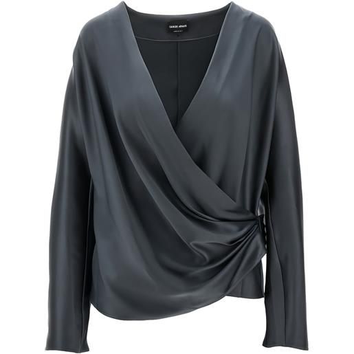 Giorgio Armani blusa drappeggiata - grigio
