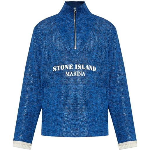 Stone Island felpa con logo ricamato - blu