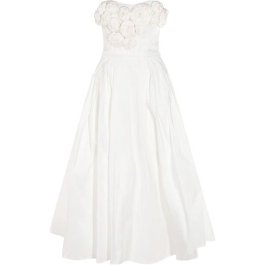 Elisabetta Franchi abito midi in gabardine con applicazione - bianco