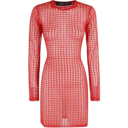 Federica Tosi abito corto semi trasparente in maglia traforata - rosso