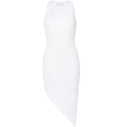 Genny abito midi a coste con inserti - bianco