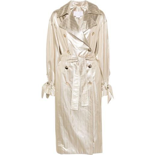 Genny cappotto lungo gessato - oro