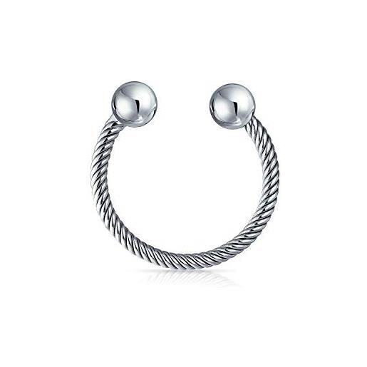 Bling Jewelry unisex classic torsione cavo portachiavi a sfera punta di vite ferro di cavallo anello chiave adolescenti laurea. 925 argento