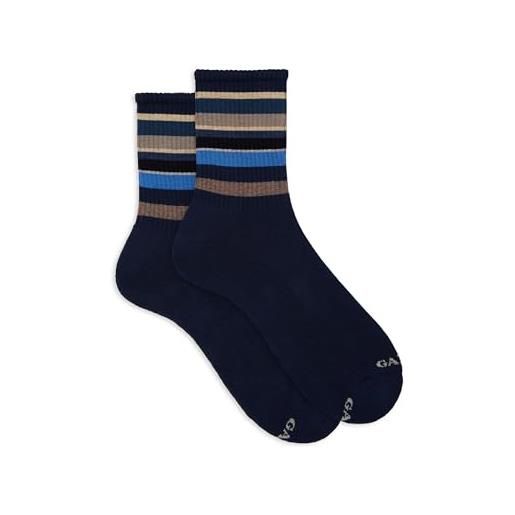 Gallo calze corte uomo spugna di blu e fascia righe multicolor
