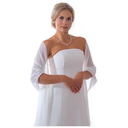 Unbekannt stola da sposa in chiffon, colore avorio avorio taglia unica